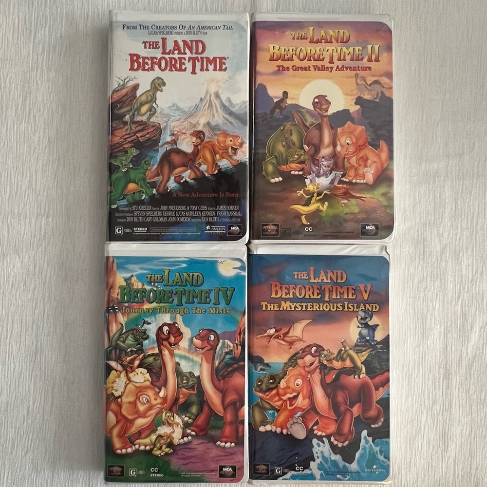 VHS 4 Pack Land Before Time 1, 2, 4 and 5 - Clamshell